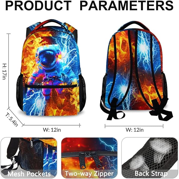 CustomWish Boys Backpack, Astronaut Backpacks for Kids Teens School, Cool Back to School Supplies, 17 Inch Lightweight Durable Bookbag for Travel Work