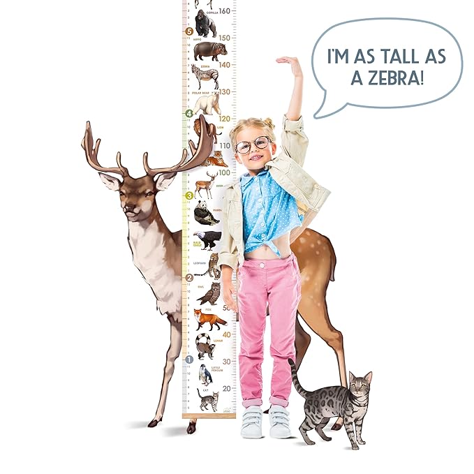 LIFELIKO Personalised Growth Chart for Animal Lovers, Removable Wall Ruler for Boys and Girls, Kid’s Room Decoration (Multicolor)
