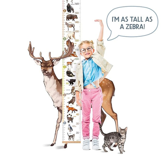 LIFELIKO Personalised Growth Chart for Animal Lovers, Removable Wall Ruler for Boys and Girls, Kid’s Room Decoration (Multicolor)