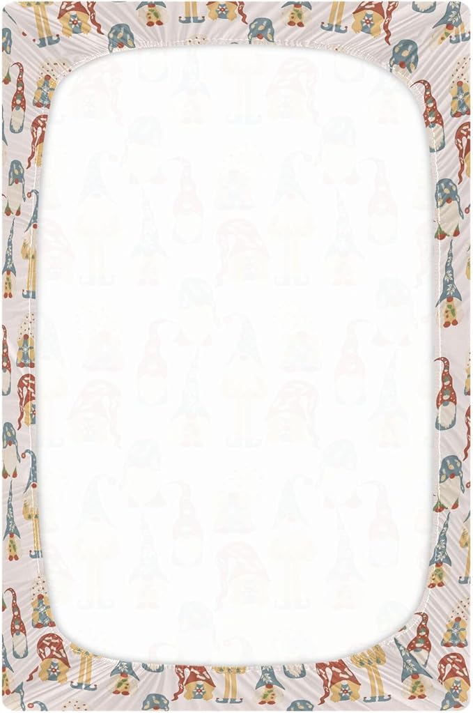 Colorful Gnomes Crib Sheets Soft Breathable Fitted Baby Crib Sheets Mattress Cover for Girl Boys, 52" x 28" x 9"
