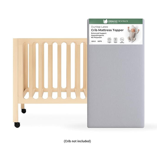 ORGANIC TEXTILES Organic Baby Mattress Topper with Heather Grey Removable Cover - GOLS/GOTS Certified - Breathable - 3" Standard (52"x28")