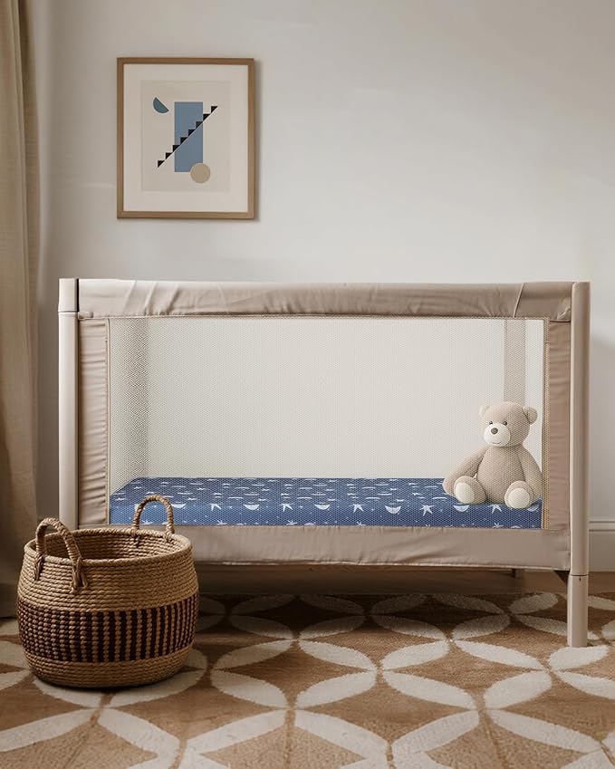 Pack and Play Sheets Fitted, Mini Crib Sheets 2-Pack for Pack N Play Mattress, Stretchy Playpen Sheet for Boys Girls, Softness and Breathable, 38" x 26"