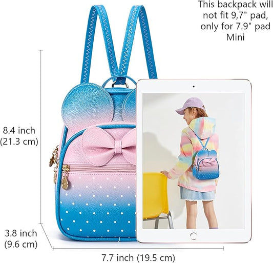 KL928 Girls Mini Backpack Bowknot Polka Dot Cute Small Daypacks Convertible Shoulder Bag Purse for Women