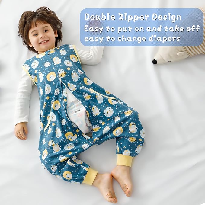 WONDAY Toddler Sleep Sack with Feet, 0.5 Tog Sleeping Sacks for Walking with Legs 12-18 Months 2T