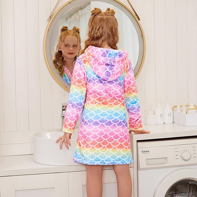 CHILDRENSTAR Girls Robe Kids Bathrobes Plush Soft Fleece Pajamas Sleepwear