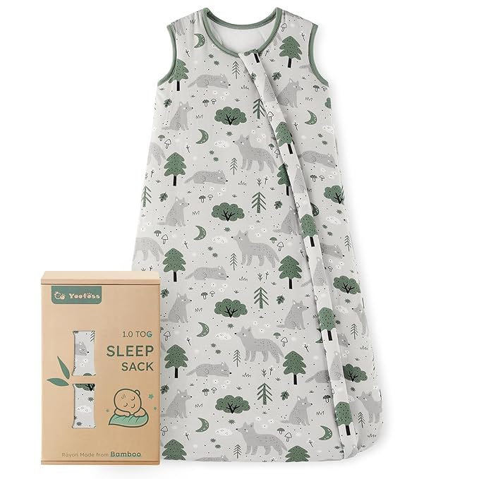 Yoofoss Rayon Made from Bamboo Baby Sleep Sack 12-18 Months 1.0 Tog Baby Wearable Blanket, Super Soft Infant Toddler Sleeping Sack 2-Way Zipper