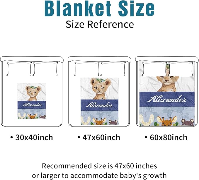 Custom Name Crib Bedding Set 3-Piece – Blue Leopard Design Baby Bedding Set with Personalized Soft Blanket, Fitted Sheet, Changing Pad Cover – Ideal Newborn Gift for Boys and Girls