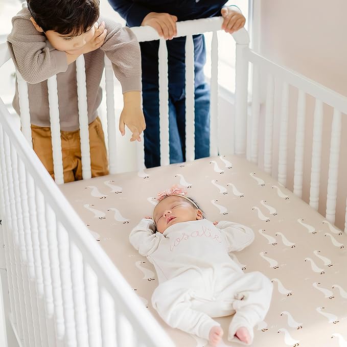 GRSSDER Ultra Soft Jersey Knit Crib Sheets 2 Pack, Stretchy Crib Mattress Sheet with Deep Pocket, Universal Fit Most Crib Pads Safe and Snug, Breathable Fitted Sheets for Baby, Duck