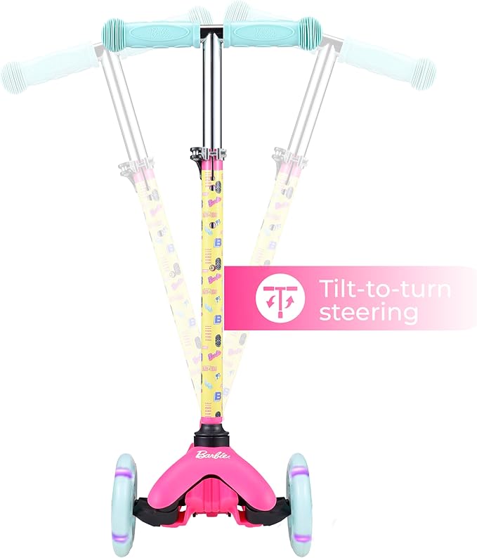 Self Balancing Kick Scooter with Light Up Wheels, Extra Wide Deck, 3 Wheel Platform, Foot Activated Brake, 75 lbs Limit, Kids & Toddlers Girls or Boys, for Ages 3 and Up