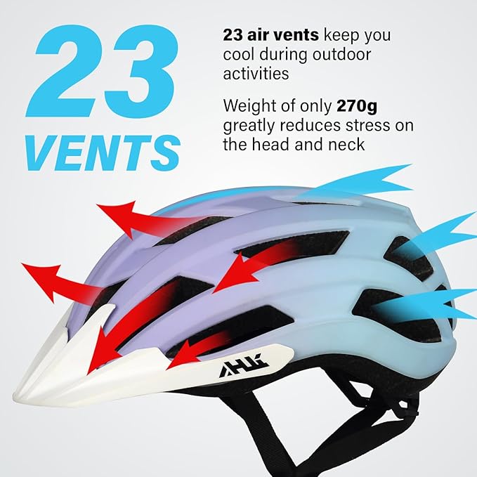 Youth Adult Road Bike Helmet, Men Women Adjustable Mountain Bicycle Helmet with Detachable Visor, 2 Sizes for Age 8-14+ Youth, Kids, Adult