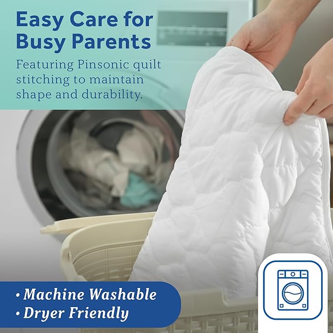 Sealy Baby Stain Protection Waterproof Crib Mattress Protector – Noiseless Fitted Sheet Cover with Quilted Cotton-Blend Top for Comfort – Machine Washable and Easy-to-Clean Toddler Pad, 52 x 28, White