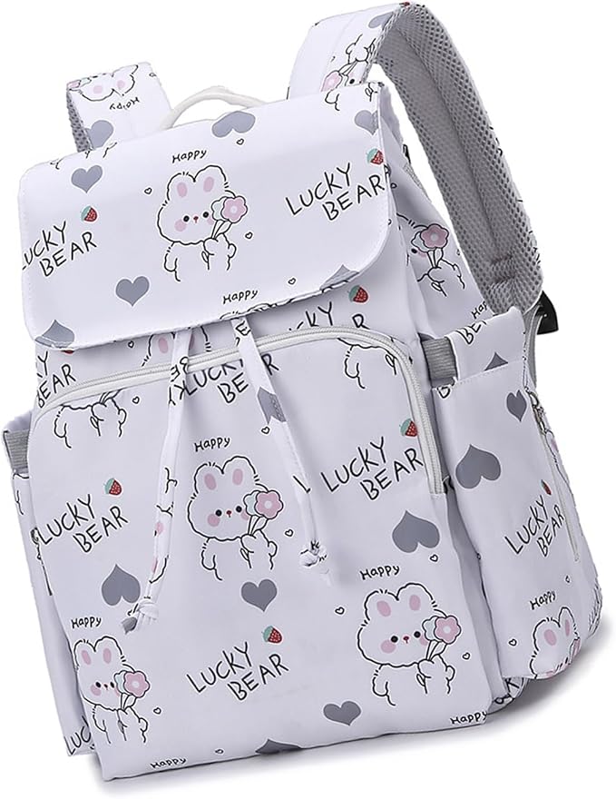 Multi Compartment Diaper Bag with Stylish Print Design Waterproof Oxford Fabric Backpack for Moms Travel Outdoor