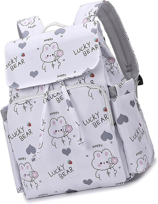 Multi Compartment Diaper Bag with Stylish Print Design Waterproof Oxford Fabric Backpack for Moms Travel Outdoor