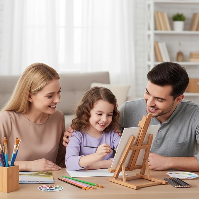 Falling in Art 46 Pcs Acrylic Paint Set with Table Easel, Art Painting Kit with Acrylic Paints, Canvas Panels, Paintbrushes, Canvas Supplies Kit for Kids, Adults, Beginners, and Artists, Purple