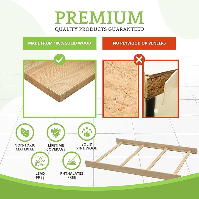 Full-Size Conversion Kit Bed Rails for Baby Appleseed and Eco-Chic Convertible Cribs - Solid Wood Rail - Toddler and Adult Bed Rail for Full-Size Beds - Nursery Baby Furniture (Unfinished, Option 2)