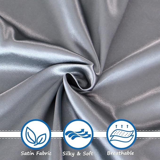 Bassinet Sheets for Baby Boy Girl, Satin Bedside Sleeper Sheets to Fit Mika Micky&Baby Delight&Dream On Me&Baby Joy Bassinet, Bassinet Sheet for Baby Hair (33"x20"x5") Silk Bassinet Sheets, Grey