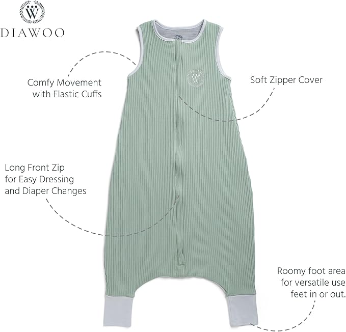 4 Season Baby Sleep Sack with Foot Openings, Merino Wool and Organic Cotton, Toddler Sleeping Bag for 2T–7T