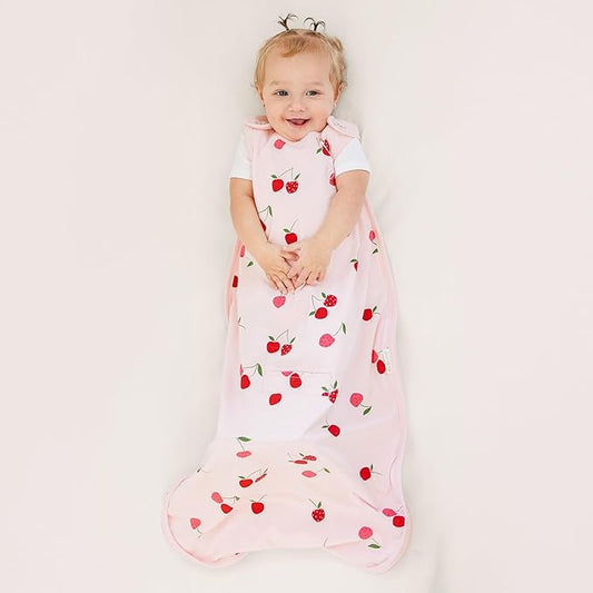 Ecolino Organic Cotton Baby Sleep Sack - 2-Way Zipper Baby Wearable Blanket - Toddler Sleeping Bag Sack - 2-4 Years - Cherry