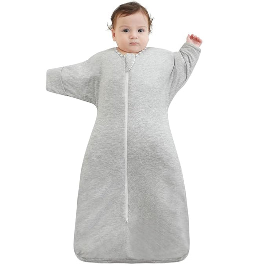 PuppyPaws Baby Sleep Sack 1.5 TOG, Transitional Swaddle with Arms Up Length Sleeves and Mitten Cuffs, Sleep Sack 0-3 Months, Wearable Blanket Baby, 95% Rayon derived from Bamboo, 5% Spandex
