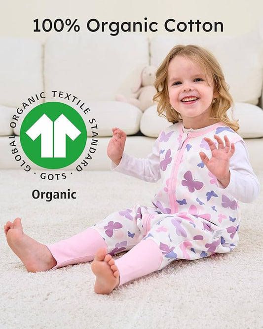 Yoofoss Toddler Sleep Sack With Feet 12-24 Months 100% Organic Cotton Baby Sleep Sack with Legs Toddler Wearable Blanket with 2-Way Zipper