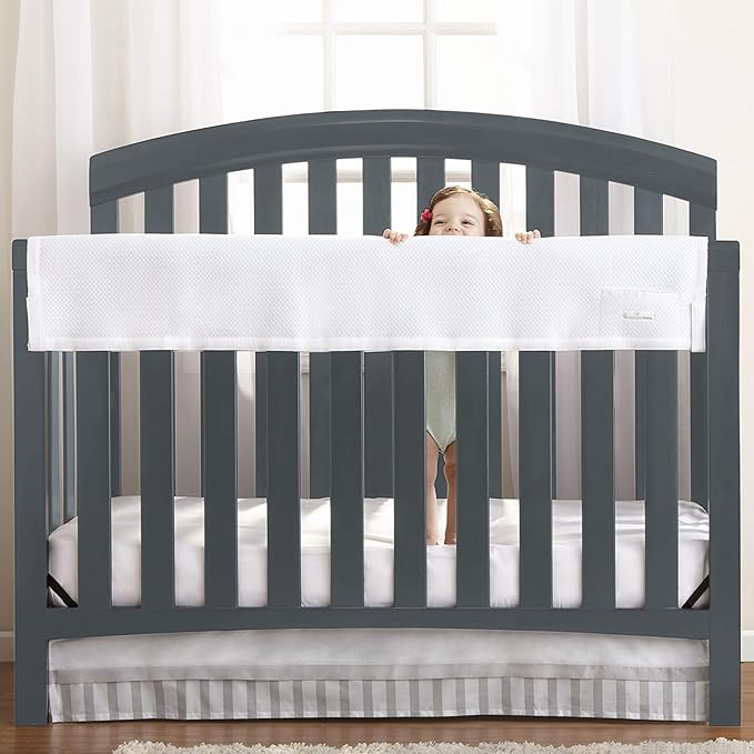 BreathableBaby Breathable Mesh RailGuard Teething Cover — 51” Long Panel (1) — Fits Most Full-Size and Does Not Fit Mini Cribs — Use with Coordinating Short Panels - Ecru