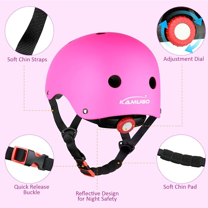 KAMUGO Kids Adjustable Helmet, Suitable for Toddler Kids Ages 2-14 Boys Girls, Multi-Sport Safety Cycling Skating Scooter Helmet