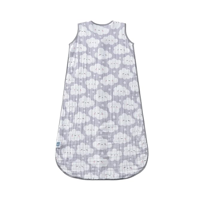 Baby Sleep Sack 2-4 T Baby Wearable Blanket 100% Organic Cotton 0.5 TOG Toddler Sleep Sacks 2- Way Zipper Soft 4 Layers Muslin 2T 3T 4T Cloud