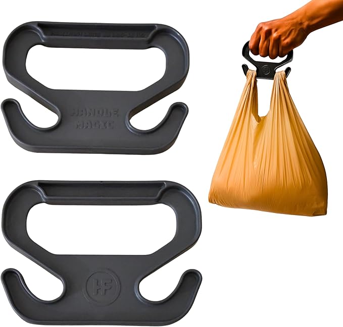 Handle Magic – Set of 2 Bag Carriers | Ergonomic Grip and Bag Holder | 33 lbs Capacity | Lightweight & Comfortable for Shopping & Travel (Black) - Made in USA