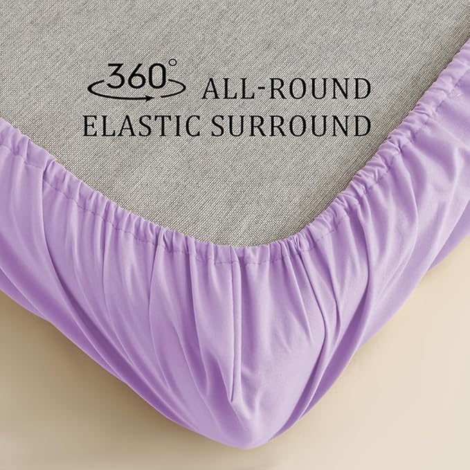 3 Piece Toddler Sheet Set,Purple Basics Bed Sheet Set for Toddler,Microfiber 3-Piece Sheet Set Soft Breathable Crib Bedding Set for Kids,Includes Flat Sheet, Fitted Sheet, Pillowcase
