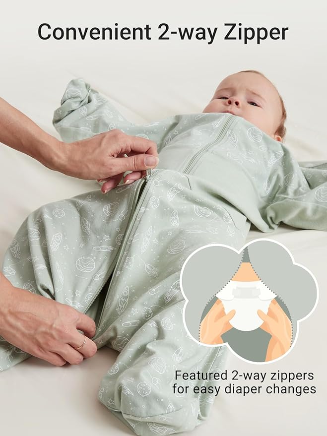 GROWNSY Transitional Swaddle Sleep Sack 6-12 Months, Starfish Design Baby Swaddle Sack, Dual-Zipper for Easy Diaper Changes, Proper Hip Development & Openable Foot Button, 19-27 lbs, Green
