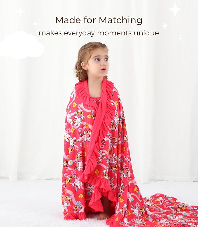 Premium Baby Blankets, Soft Viscose from Bamboo Blanket for Girls, Nursery Crib Bedding Quilt for Newborn and Toddler, Ruffle Blanket Cooling for Hot Sleepers 50''x50'' Pink Unicorn