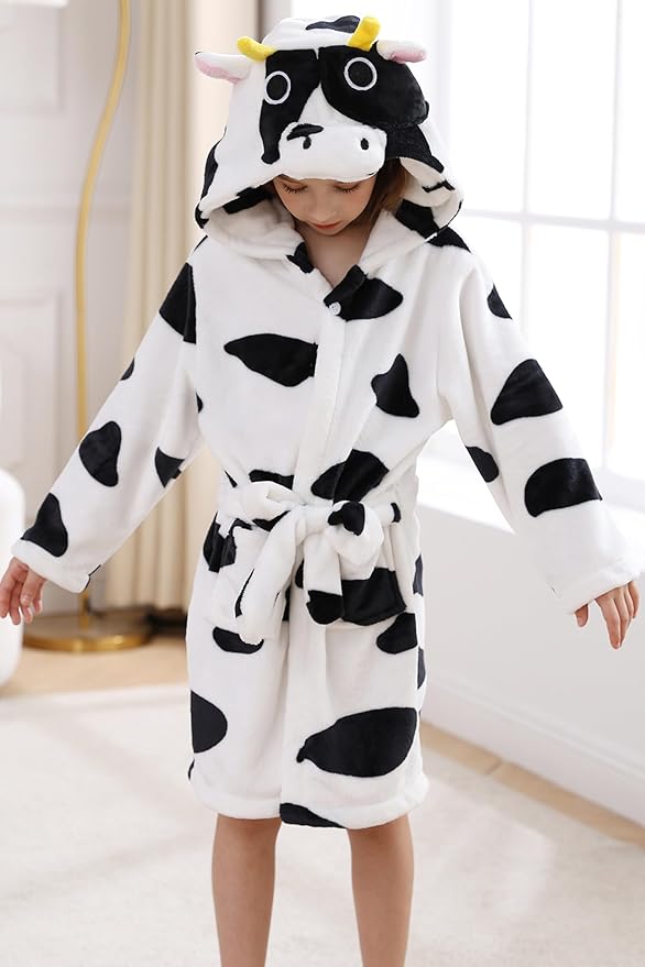 DELEY Girl's Robe Baby Boys Hoodie Robes Toddler Bathrobes for Kids Pajamas Sleepwear