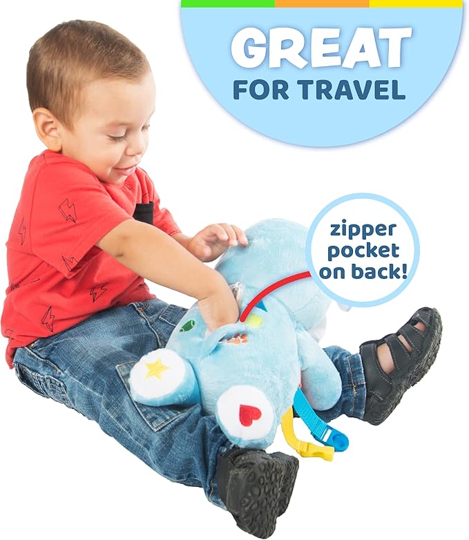 Buckle Toys Barkley Dog - Plush Animal Learning Toy - Develop Fine Motor Skills - Counting and Color Recognition Stuffed Animal - Perfect Travel Toddlers Essentials