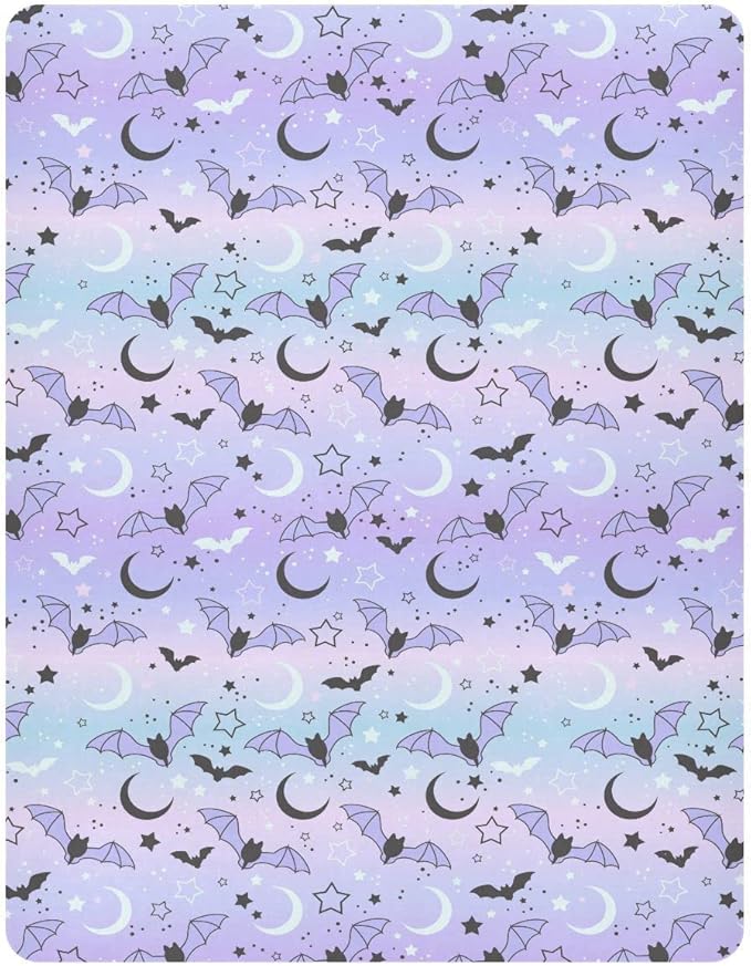 Fitted Crib Sheets for Boys Girls, Bats on The Starry Sky Soft Breathable Mattress Cover for Standard Crib & Toddler Bed Mattress, 27 * 39 in.