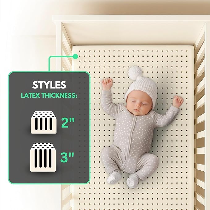 ORGANIC TEXTILES Organic Baby Mattress Topper with Wool Removable Cover - GOLS/GOTS Certified - Breathable, Hypoallergenic, 3" Portable (36"x26")