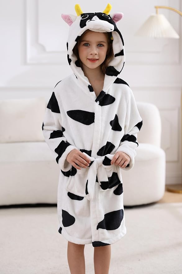 DELEY Girl's Robe Baby Boys Hoodie Robes Toddler Bathrobes for Kids Pajamas Sleepwear