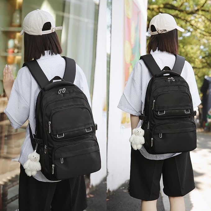 KBTYE School Backpack for Kids Girls Cute Travel Backapck for College Women Men Casual Laptop Bookbag for Teen Student(Black)