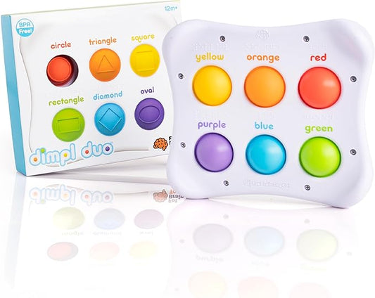 Fat Brain Toys Dimpl Duo, Early Learning Sensory Toy for Babies 1 Year+ & Toddlers, Interactive Baby Toys with Braille, Fidget Toys