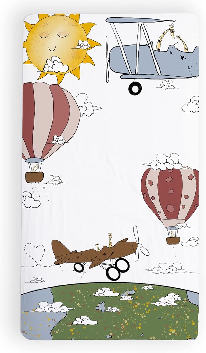 JumpOff Jo - Fitted Crib Sheet, Super Soft 100% Cotton Sheet for Standard Crib Mattresses and Toddler Beds, 28 in. x 52 in., Storytelling Designs - Take Flight