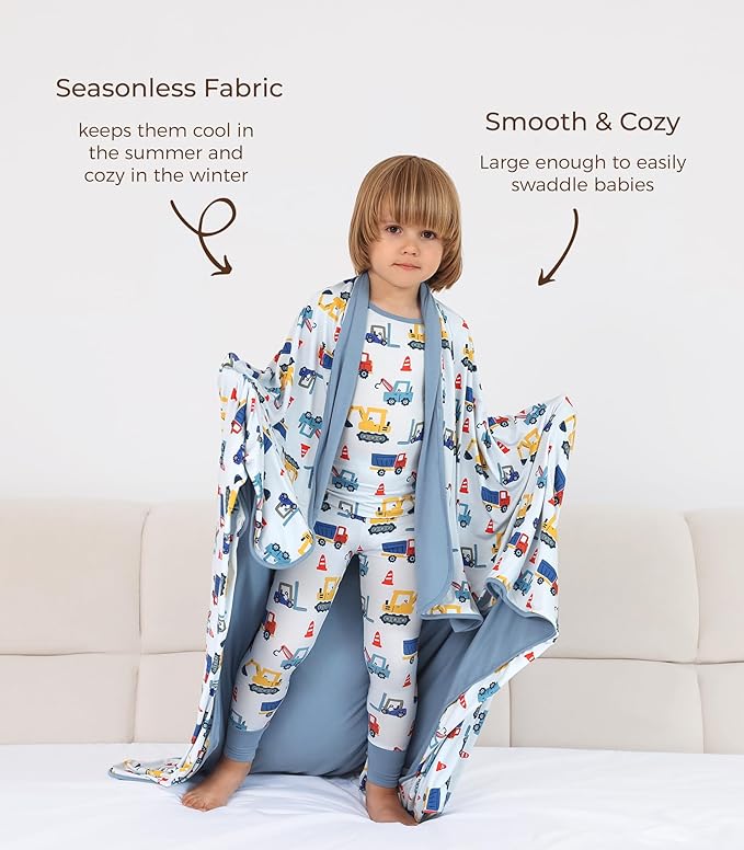 Premium Baby Blankets, Soft Viscose from Bamboo Blanket for Boys and Girls, Nursery Crib Bedding Quilt for Newborn and Toddler, Cooling for Hot Sleepers, 50'' x 50'' Blue Car
