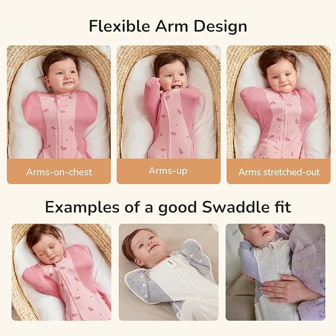 KIDIRA Swaddle for Newborns, Baby Swaddles 0-3 Months 5-13lb, Swaddle Sleep Sack 0-3 Months Newborn with Moisture-Wicking Fabric, Promotes Healthy Hip Development, 2-Way Zipper, 1Pack (Pink Print)