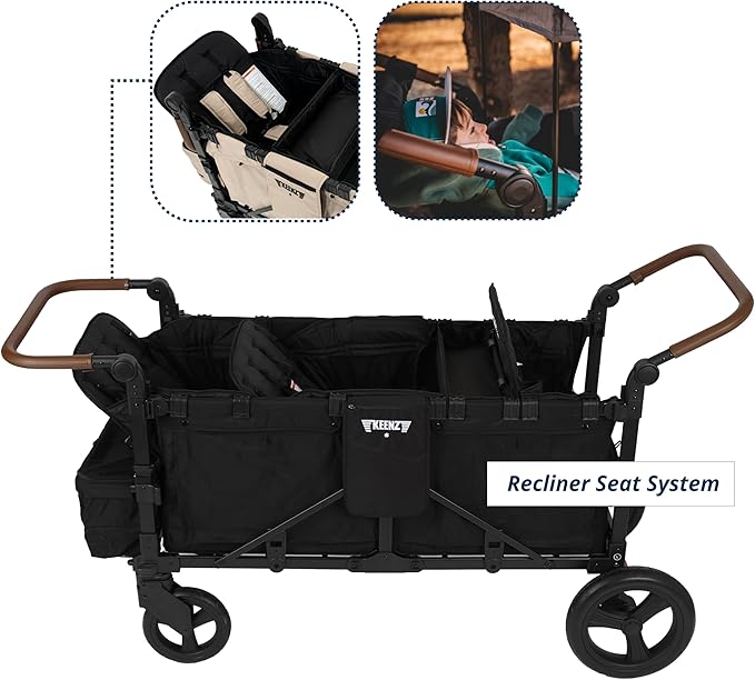 Keenz XC EVO Luxury Comfort Stroller Wagon | Foldable 6 Passenger with Adjustable Canopy |Black