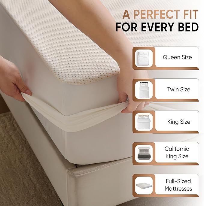 Deluxe Cooling Waterproof Organic Mattress Protector Queen - Organic Cotton Percale Breathable Mattress Pad Cover - Naturally Cool for Hot Sleepers – Soft Natural Comfort
