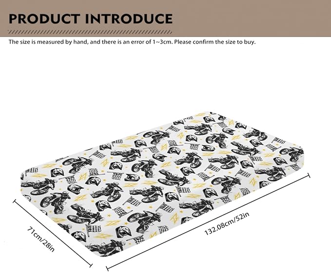 Watercolor Motorcross Bike Helmets Black Baby Crib Sheet for Boys & Girls 52x28Inch Race Motor Checkered Flag Baby Sheet for Standard Crib and Toddler Race Bed Sheet Motor One Size