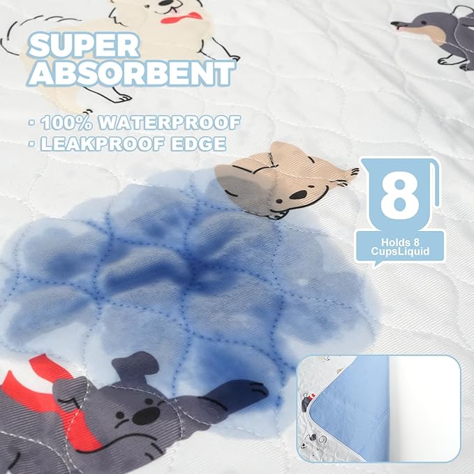 Bed Wetting Pads for Kids & Toddlers, 36"x36" 5 Layer Waterproof Washable Pee Pads, Potty Training Mattress Protector, Absorbent Chuck Pads Non Slip for Bedwetting Kids, Hospitals, Pet (Grey,2Packs)