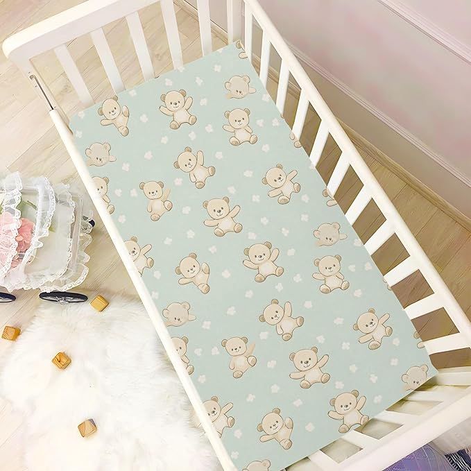 Baby Crib Sheets Fitted Crib Sheet Standard Crib and Toddler Mattress for Boys Girls 39 * 27in Pink Starfish Shell Pattern (Bear White Flower Pattern, Medium)