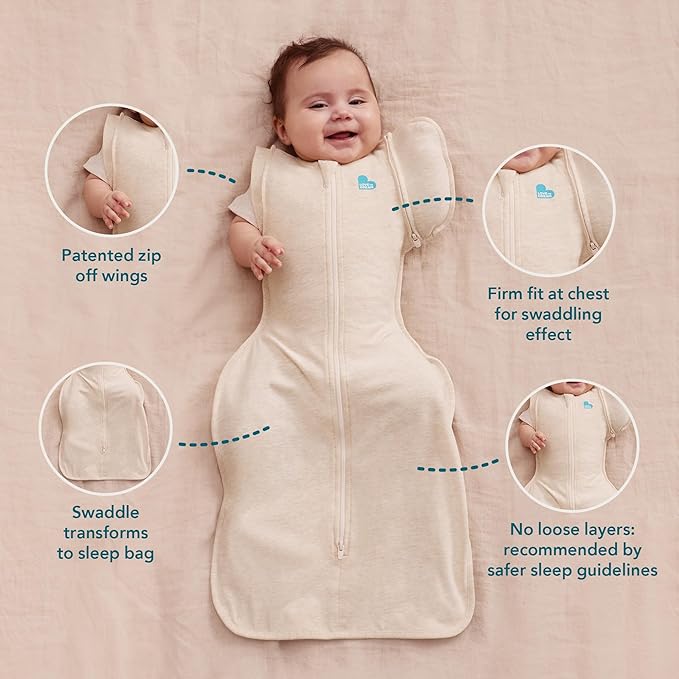 Love to Dream Swaddle Up™ Transition Bag, 1.0 TOG, 19-24 lbs, Stage 2, Zip-Off Wings, Gently Help Baby Transition from Being Swaddled to Arms Free when showing signs of rolling, Powder Pink Twinkle