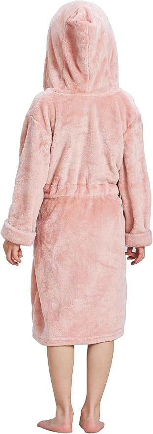Toddler Robes Cute Pattern Bathrobe Unisex Kids Robe Baby Flannel Hoodie Pajamas Sleepwear