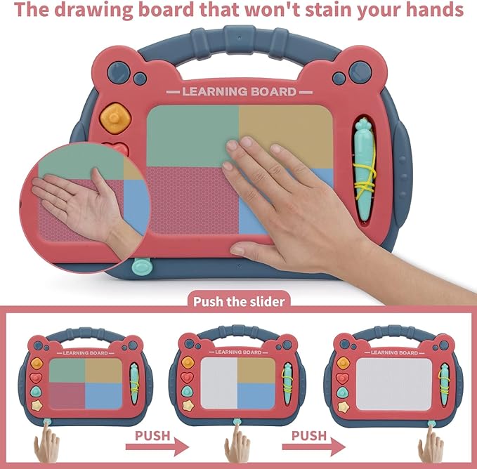 HCFJEH Magnetic Drawing Board for Toddlers 3, Color Erasable Doodle Writing Pad, Learning Painting Sketch Pad, Best Birthday Easter Christmas Halloween Kids Toy Gifts for Boys and Girls(Blue)