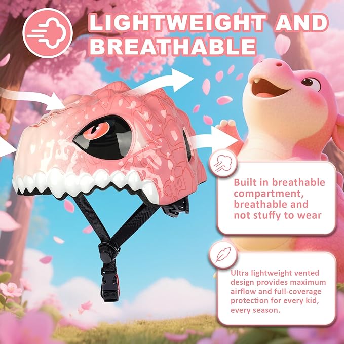 Toddler Kids Bike Helmet,3D Dinosaur Helmets for Boys Girls Infant/Baby to Children 1/2/3/4/5/6/7/8 Years Old Lightweight Adjustable Multi-Sports Bicycle Scooter Skateboard Skating Cycling